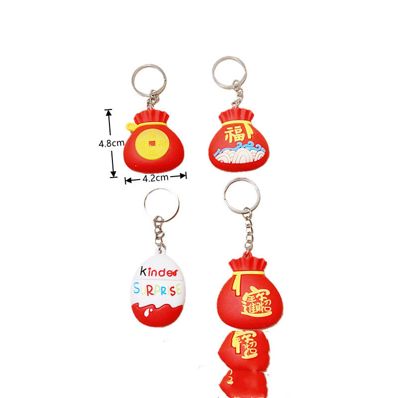 PVC Soft Rubber New Year Festive Amass Fortunes Lucky Bag Keychain Pendant