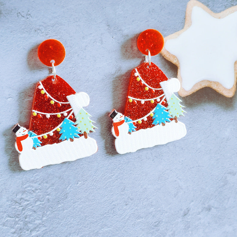 Sweet Christmas Tree Earrings With Rhinestones New Fashion