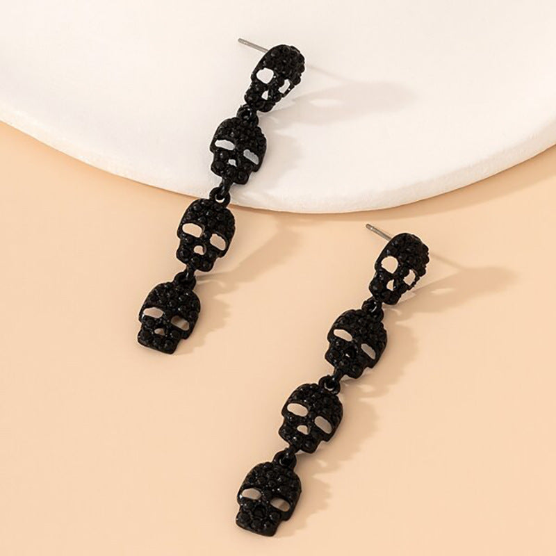 Fashion Exaggerated Halloween Skull Dark Earrings