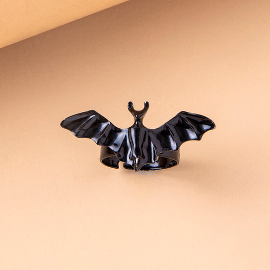 Halloween Black Alloy Vampire Bat Ring