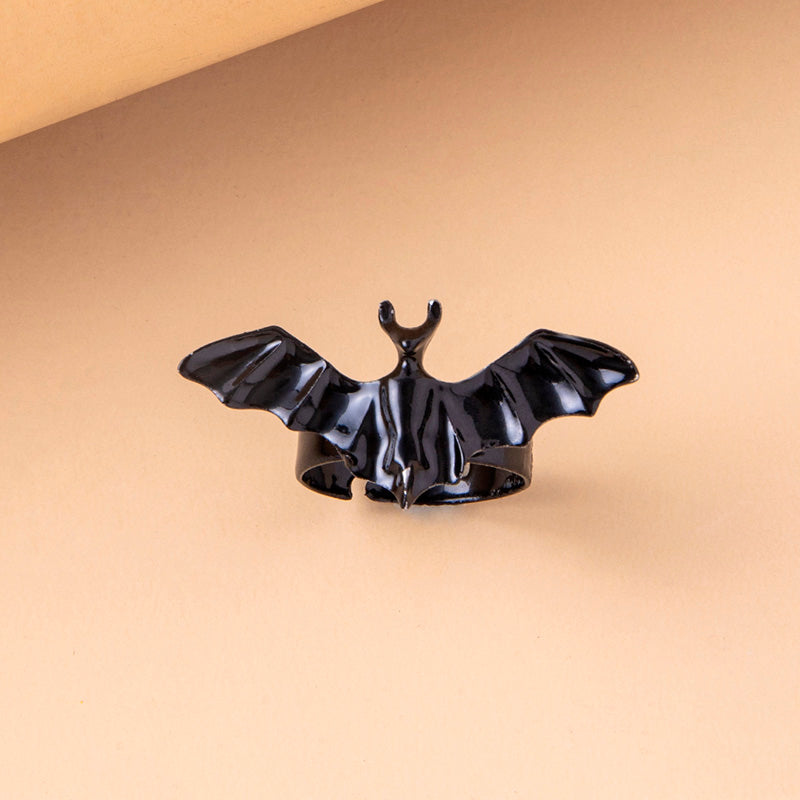 Halloween Black Alloy Vampire Bat Ring