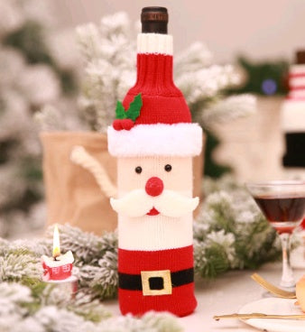 Christmas decoration wine bottle set champagne red wine