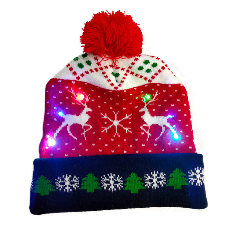 Christmas Decoration Knitted LED Light Cap Christmas Tree Snowman Adult Child Hat