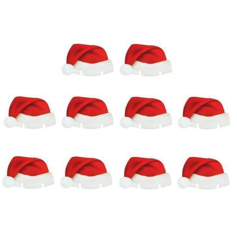 10Pcs Lot Paper Red Christmas Hat Wine Champagne Tipple Cup