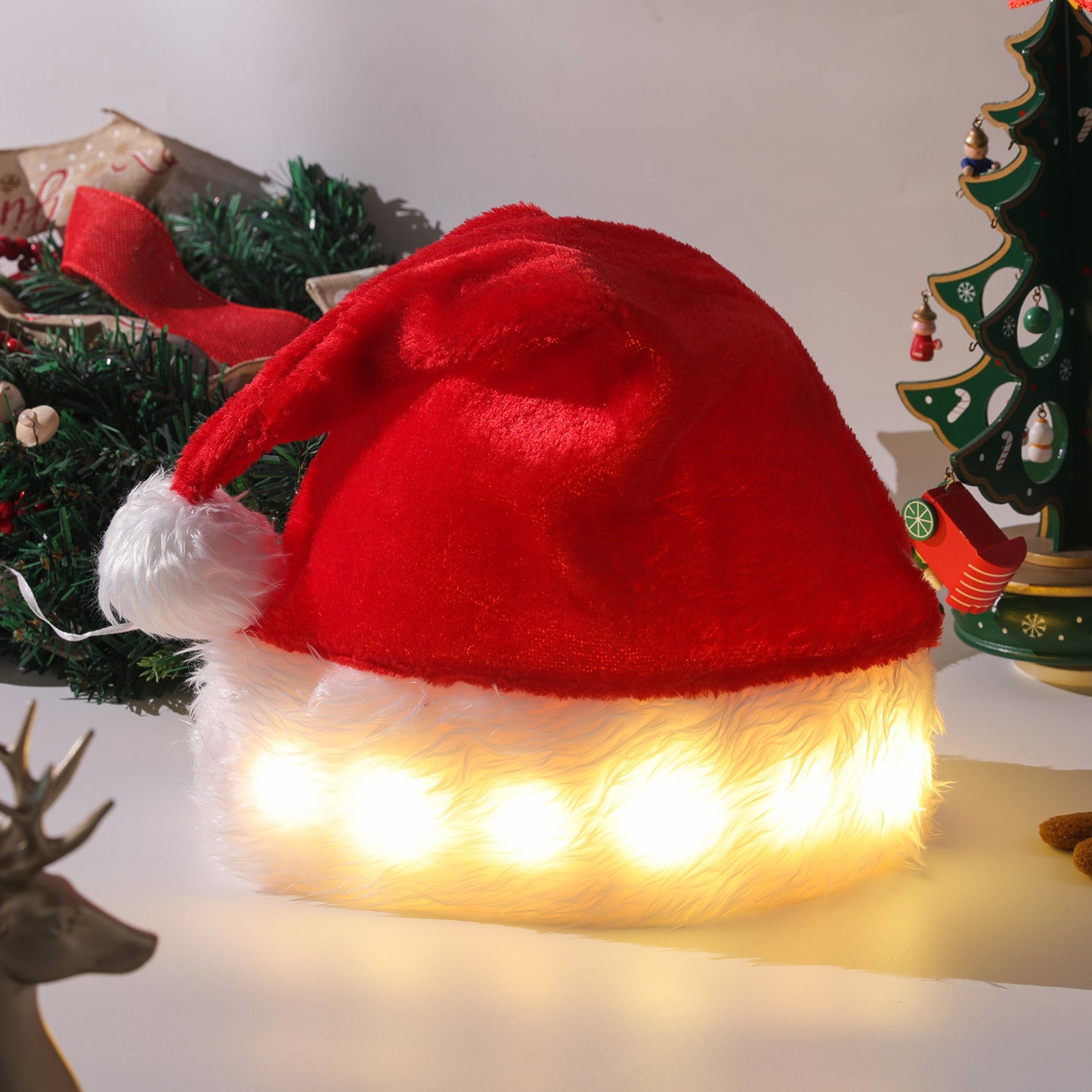 Christmas Hat LED Light Plush Christmas Decorations