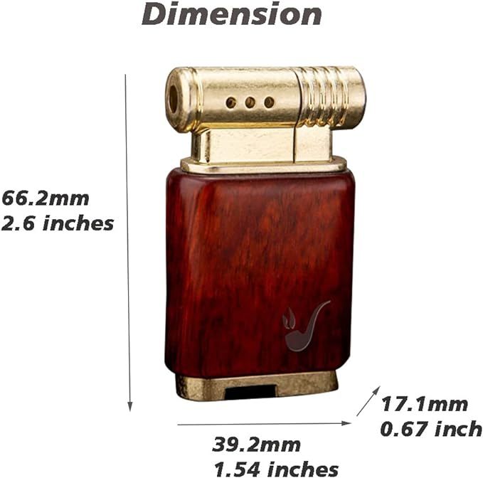 Pipe Lighter Soft Flame Refillable Gas Wooden Case Fire