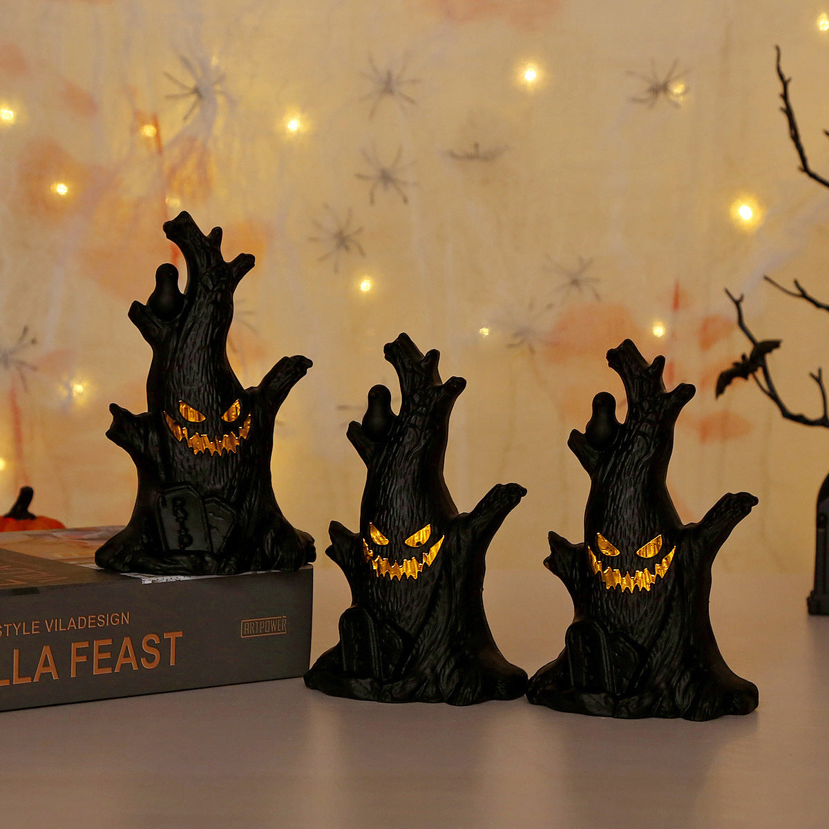 Halloween Pumpkin Lamp Ghost Stump Decoration