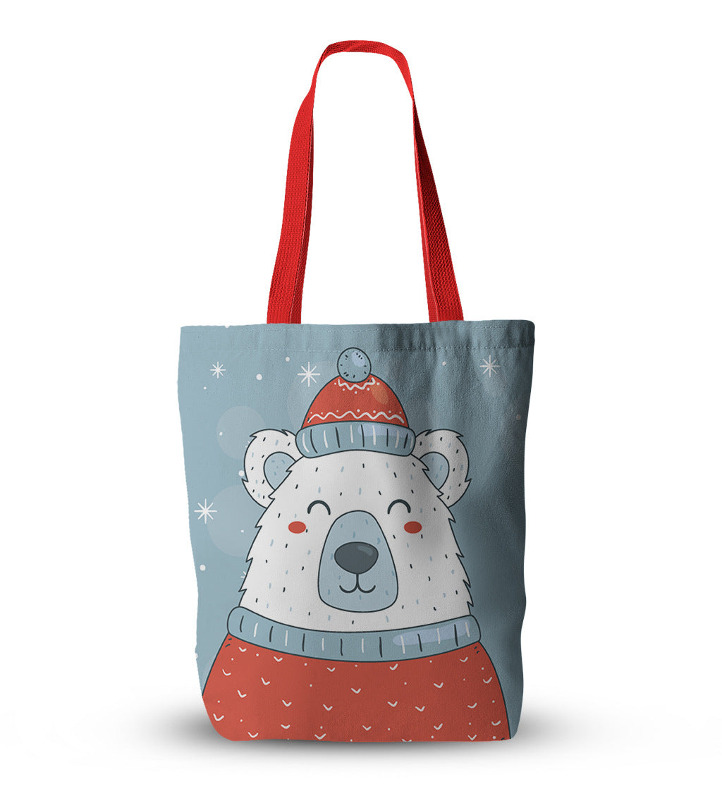 Canvas Christmas Gift Pug Canvas Print Christmas Tote Bag