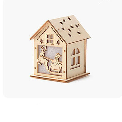 Christmas Decoration Wooden House Children's Handmade