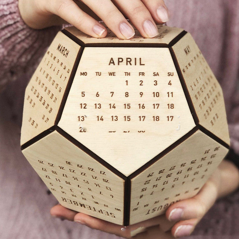 Wooden Calendar Dodecahedron Christmas Gift
