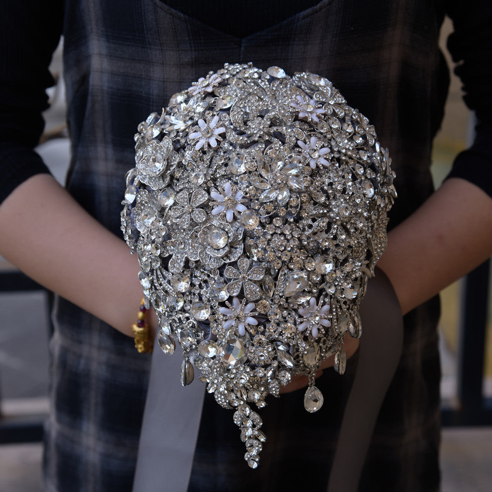 Rhinestone Water Drop Bouquet Bride Holding Bouquet