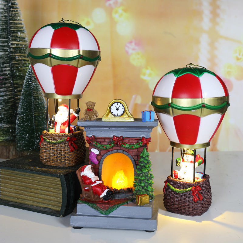 Christmas Resin Decorations Luminous Fireplace Small Night Lamp