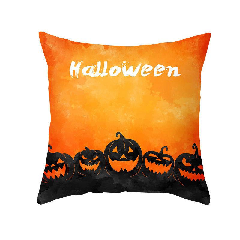 Halloween Pumpkin Letter Fleece Cushion Cover