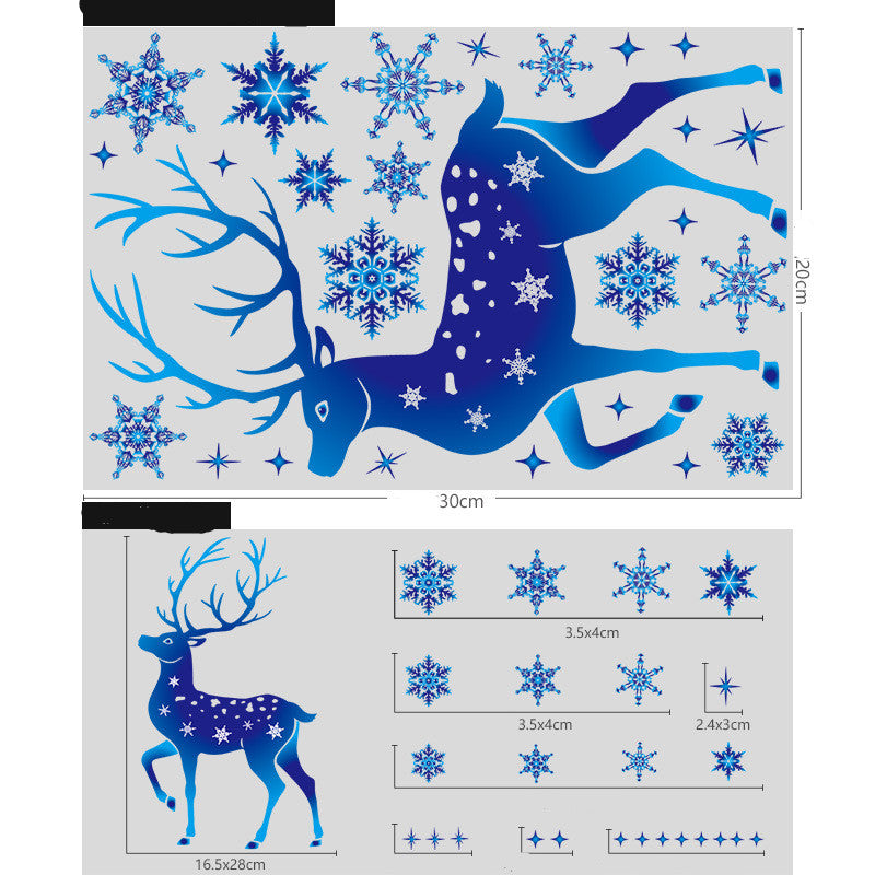 Christmas Elk Snowflake Sticker Decoration Glass Window Kids Room