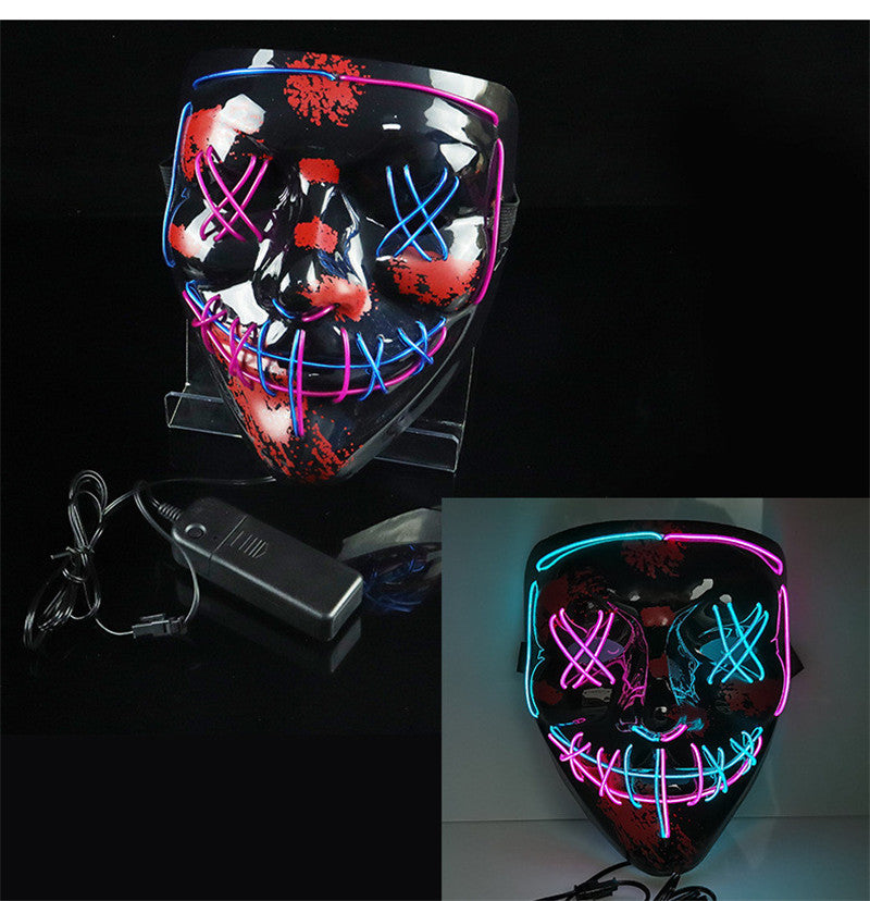 Glowing Mask Blue And Purple Left And Right Cross Two-color Halloween Props