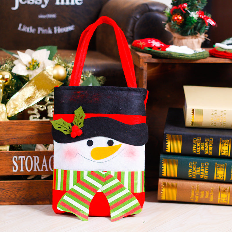 Non-woven old snowman portable candy gift gift bag