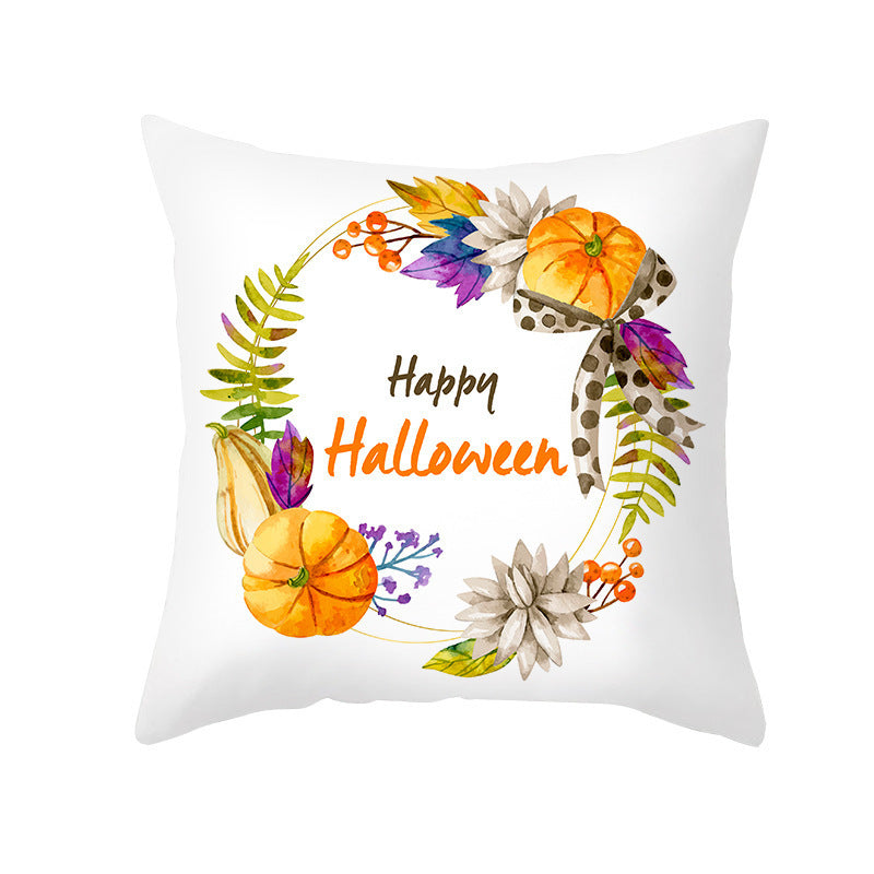 Halloween Pumpkin Letter Fleece Cushion Cover