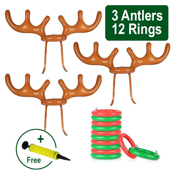 Christmas Game Inflatable Reindeer Antler Hat Ring Toss Christmas Gift