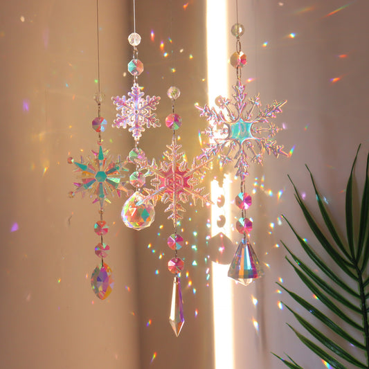 Christmas Colorful Snowflake Crystal Sun Catcher Ice Pillar