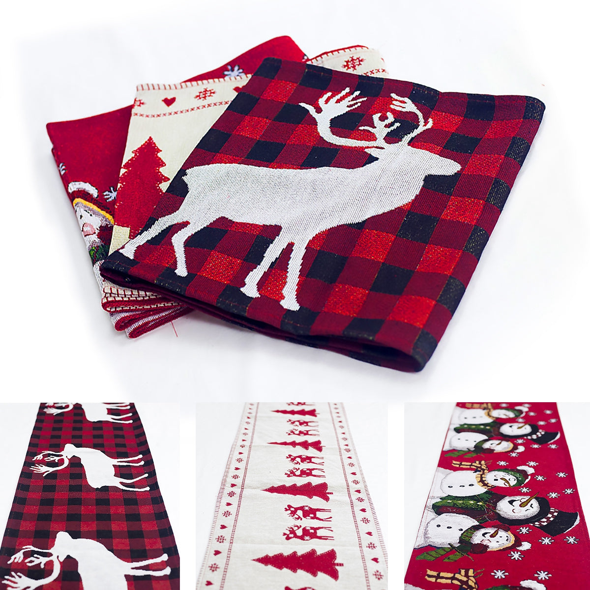 Christmas Elk Snowman Table Runner Merry Christmas Decorations