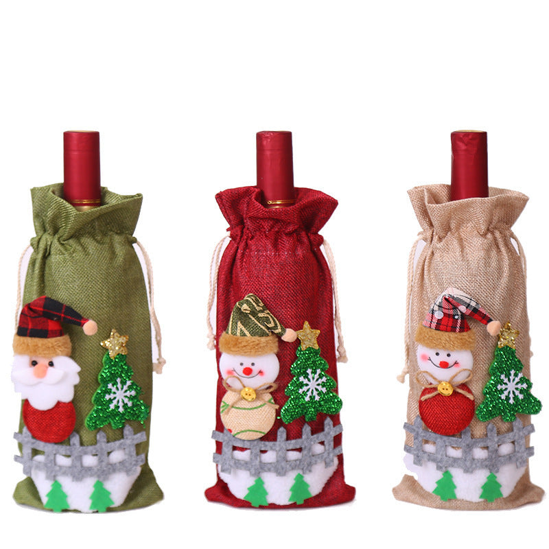 Decorative Christmas Linen Bottle Set Cute