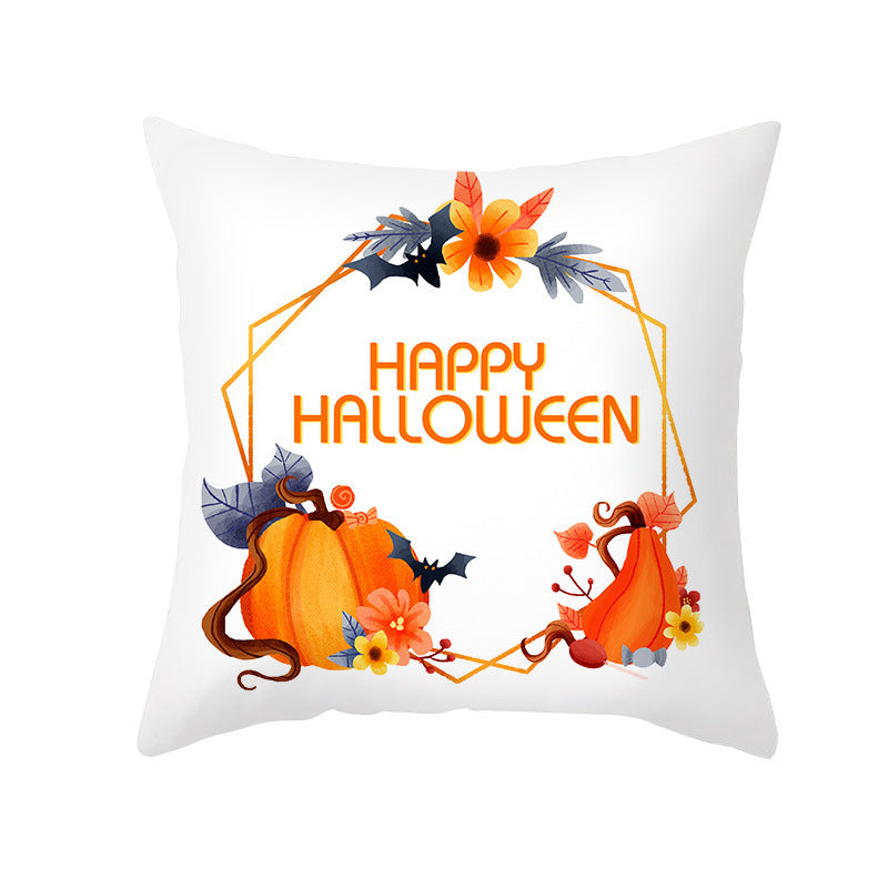 Halloween Pumpkin Letter Fleece Cushion Cover