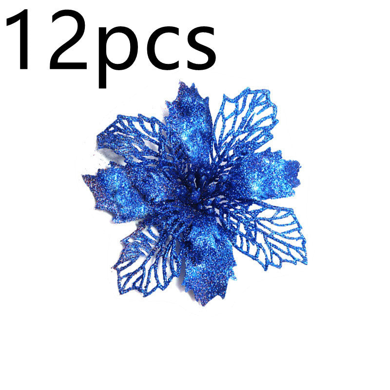 Glitter Artifical Christmas Flowers Christmas Tree Decorations