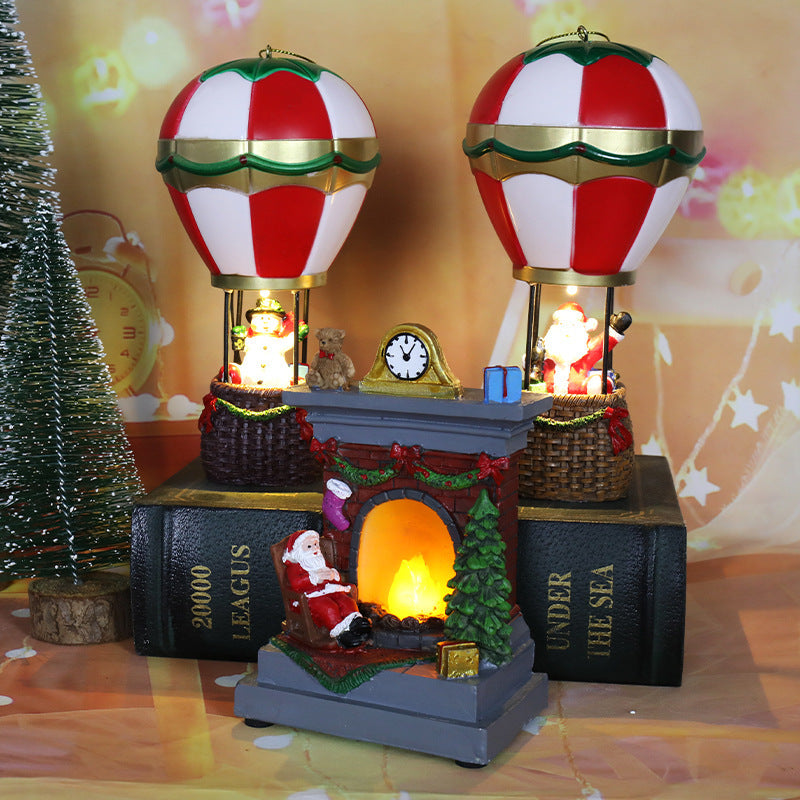 Christmas Resin Decorations Luminous Fireplace Small Night Lamp