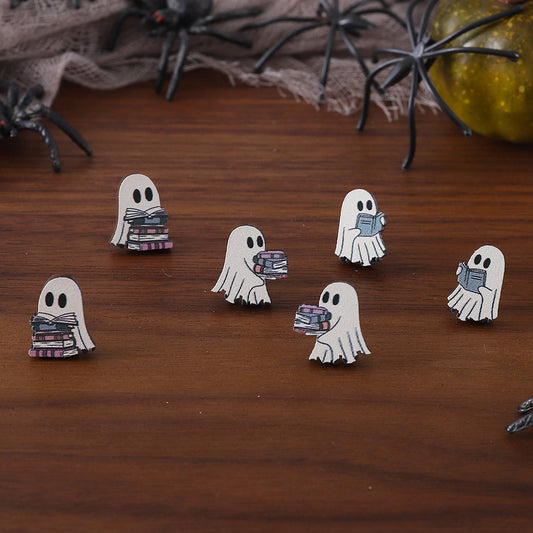 Halloween Book Ghost Wooden Studs Suit