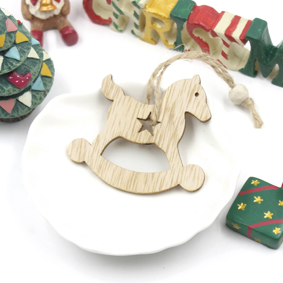 Christmas Snowflake Elk Wooden Pendant Decoration