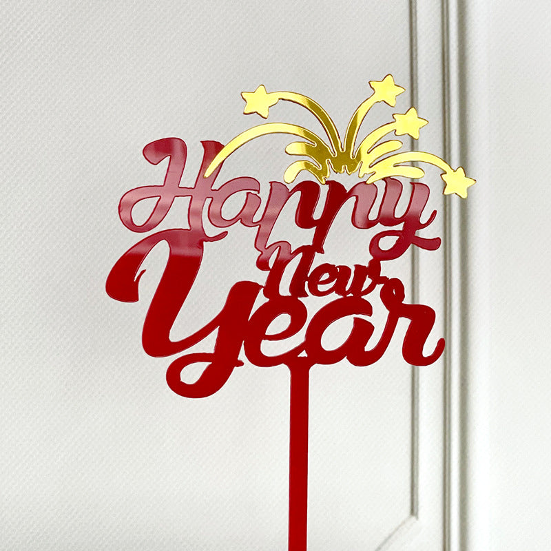 Acrylic New Year Cake Decoration Happy New Year Party Plugin