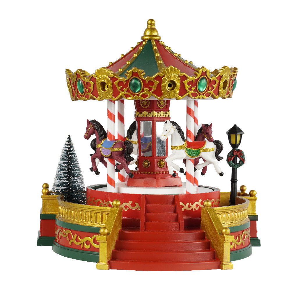 Christmas Gifts Merry Go Round Decorations Music Box LED Lights