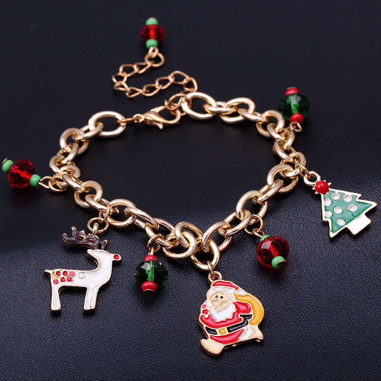 New Santa Claus Bracelet Alloy Dripping Oil Christmas Tree Elk Bracelet Gift