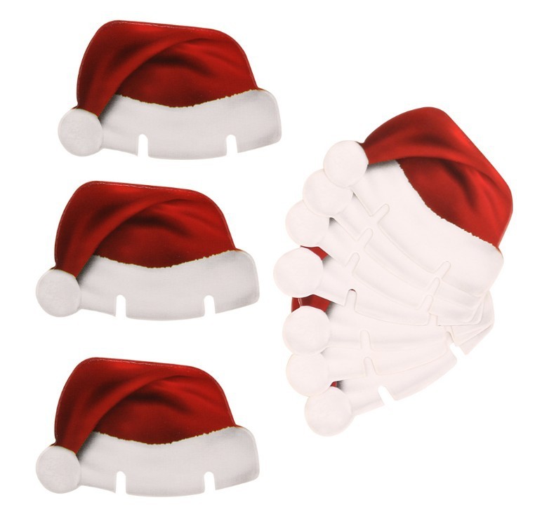 10Pcs Lot Paper Red Christmas Hat Wine Champagne Tipple Cup