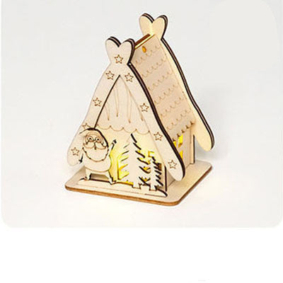 Christmas Decoration Wooden House Children's Handmade