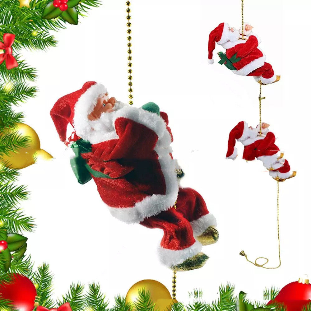 Electric Santa Claus Climbing Ladder Plastic