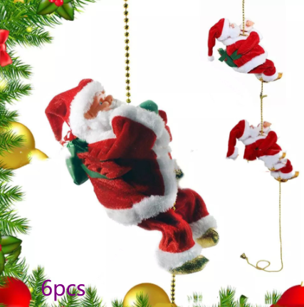 Electric Santa Claus Climbing Ladder Plastic