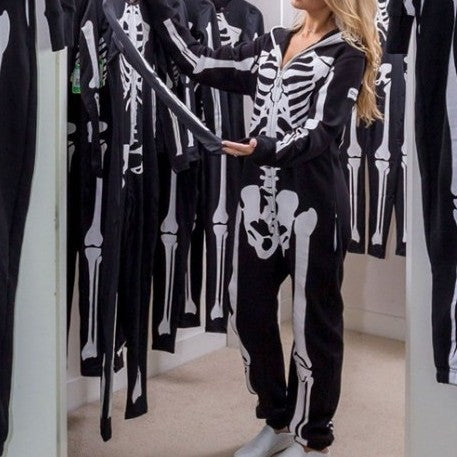 Women's Halloween Skeleton Frame Skull Jumpsuit