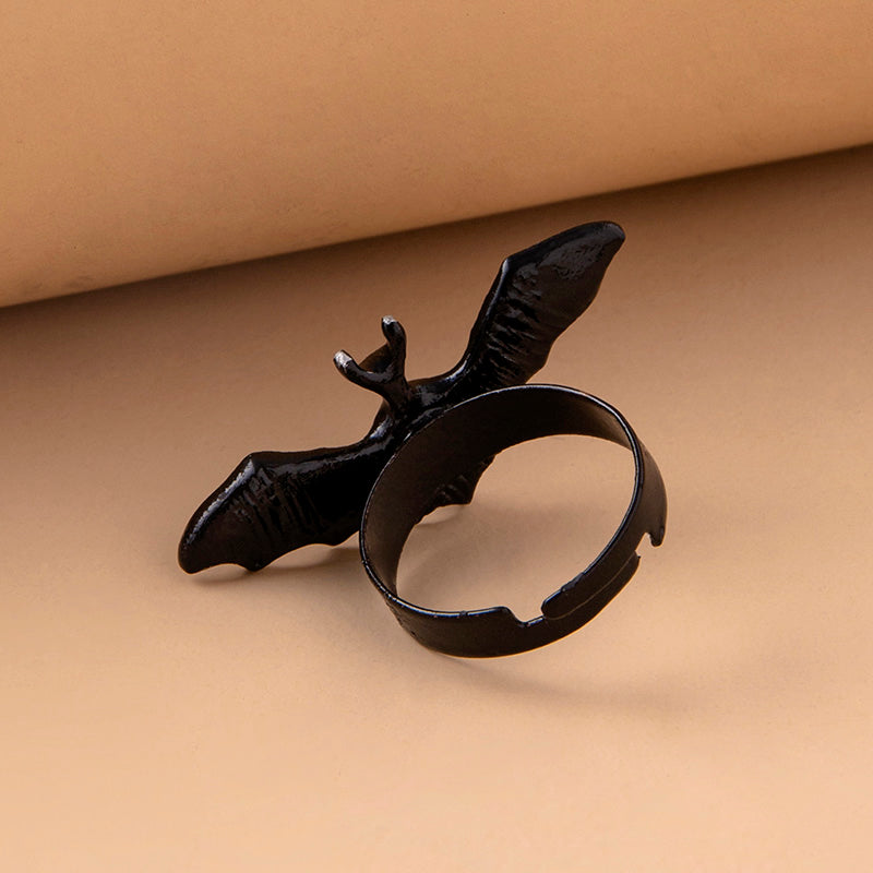 Halloween Black Alloy Vampire Bat Ring