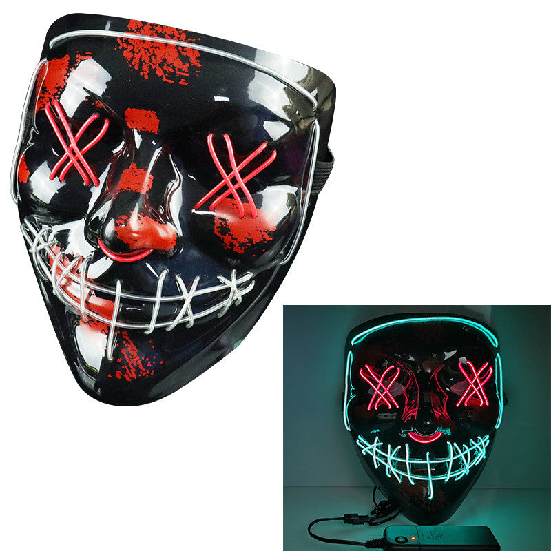 Glowing Mask Blue And Purple Left And Right Cross Two-color Halloween Props