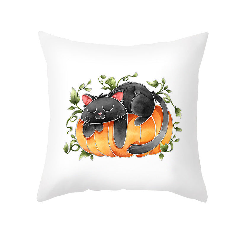 Halloween Pumpkin Letter Fleece Cushion Cover