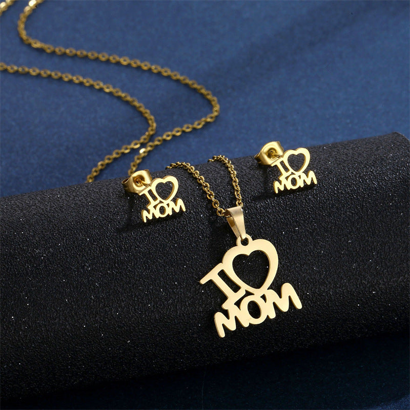 Mother's Day Jewelry Set Stainless Steel I Love Mom Gift