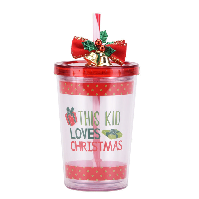 Christmas Double Layer Plastic Drinking Straw