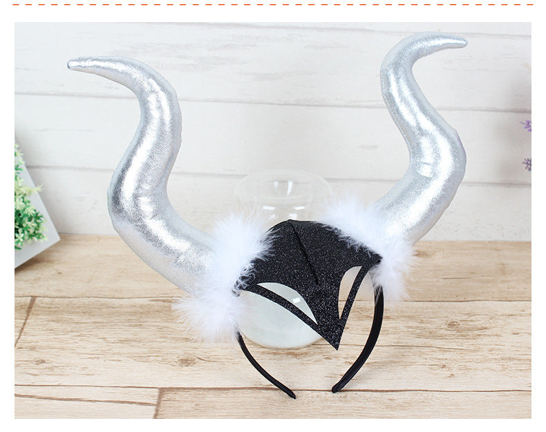 Halloween Ghost Festival Decoration Headdress Dance Party Props Large Horn Headdress