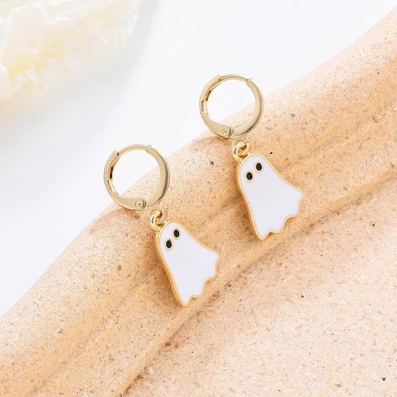 Halloween Ghost Earrings For Women Gold Ghost Huggie