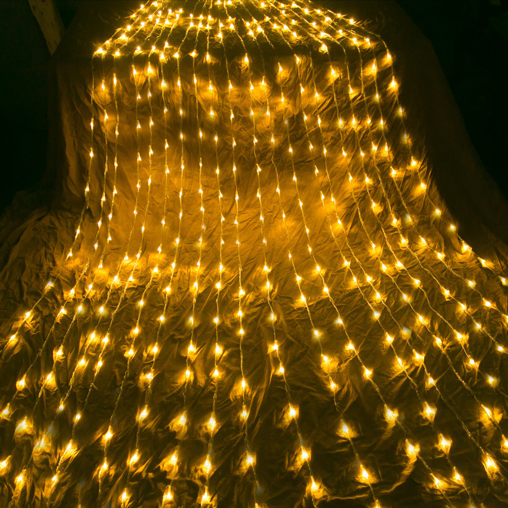 Outdoor Background Layout Of Net Lights And Water String Lights