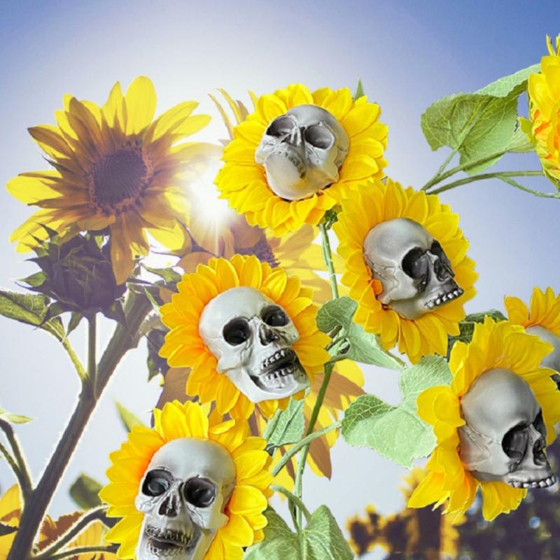 Skull Sunflower Halloween Decoration Atmosphere Garden