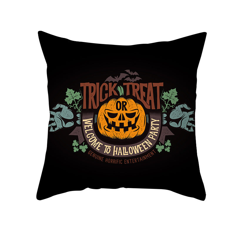 Halloween Pumpkin Letter Fleece Cushion Cover