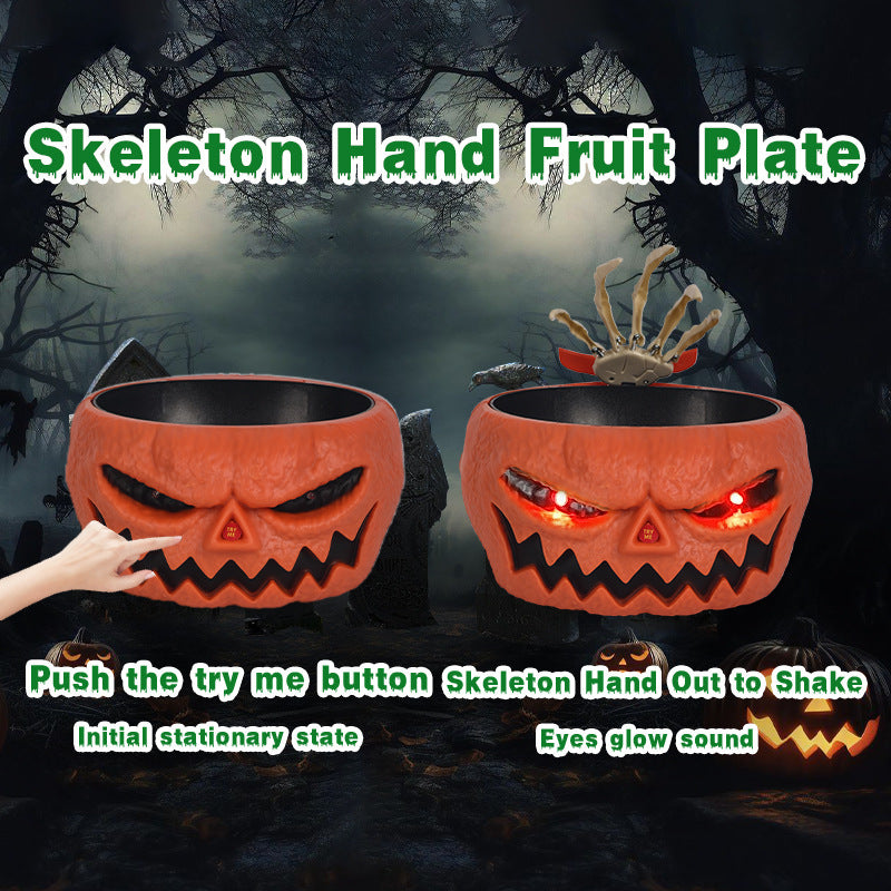 Halloween Candy Bowl Plastic Pumpkin Bowl With Motion Activated Hand