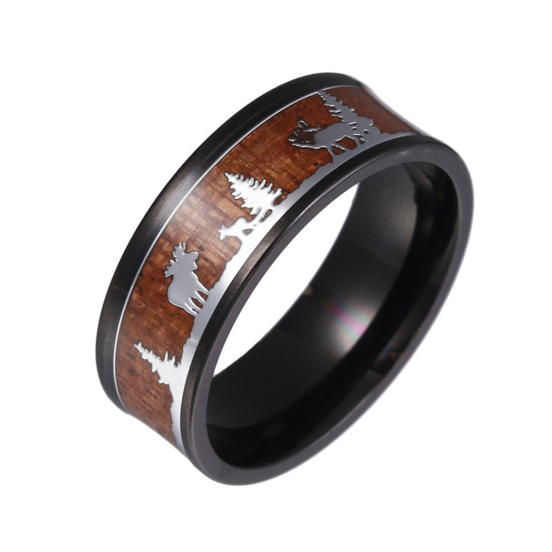 Unisex Christmas Gift Elk Titanium Ring